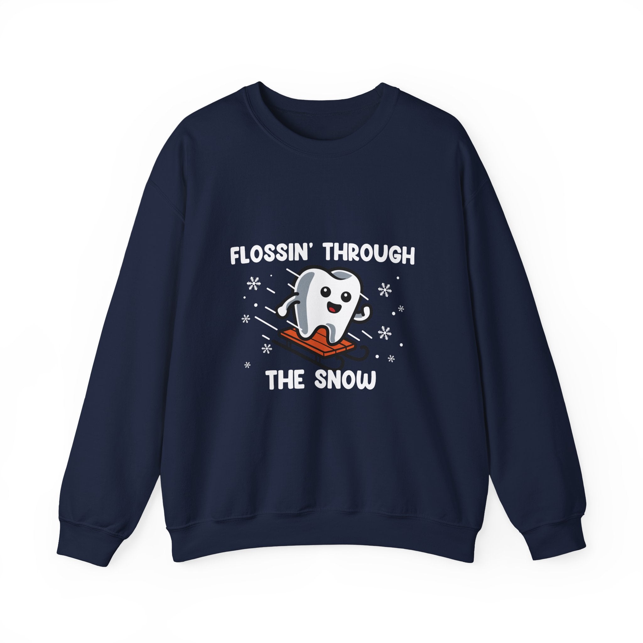 "Flossin' Through the Snow" Cute Skiing Tooth Holiday Design