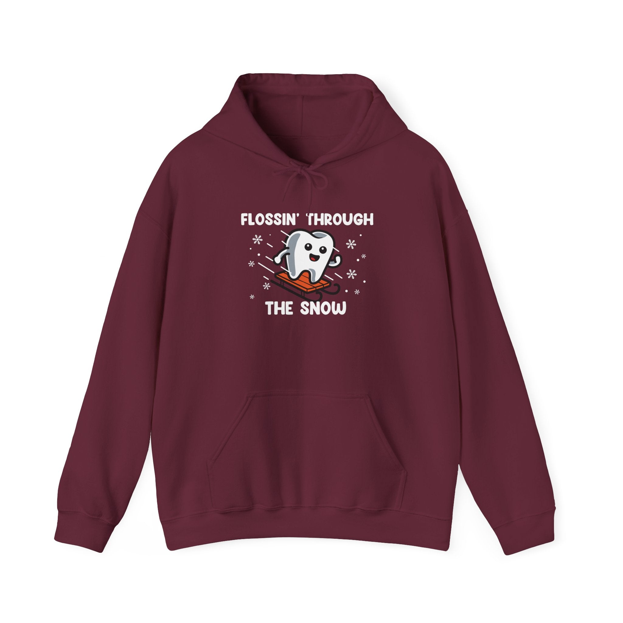 Flossin' Through the Snow Hoodie - Cute Dental Tooth Holiday Hoodie
