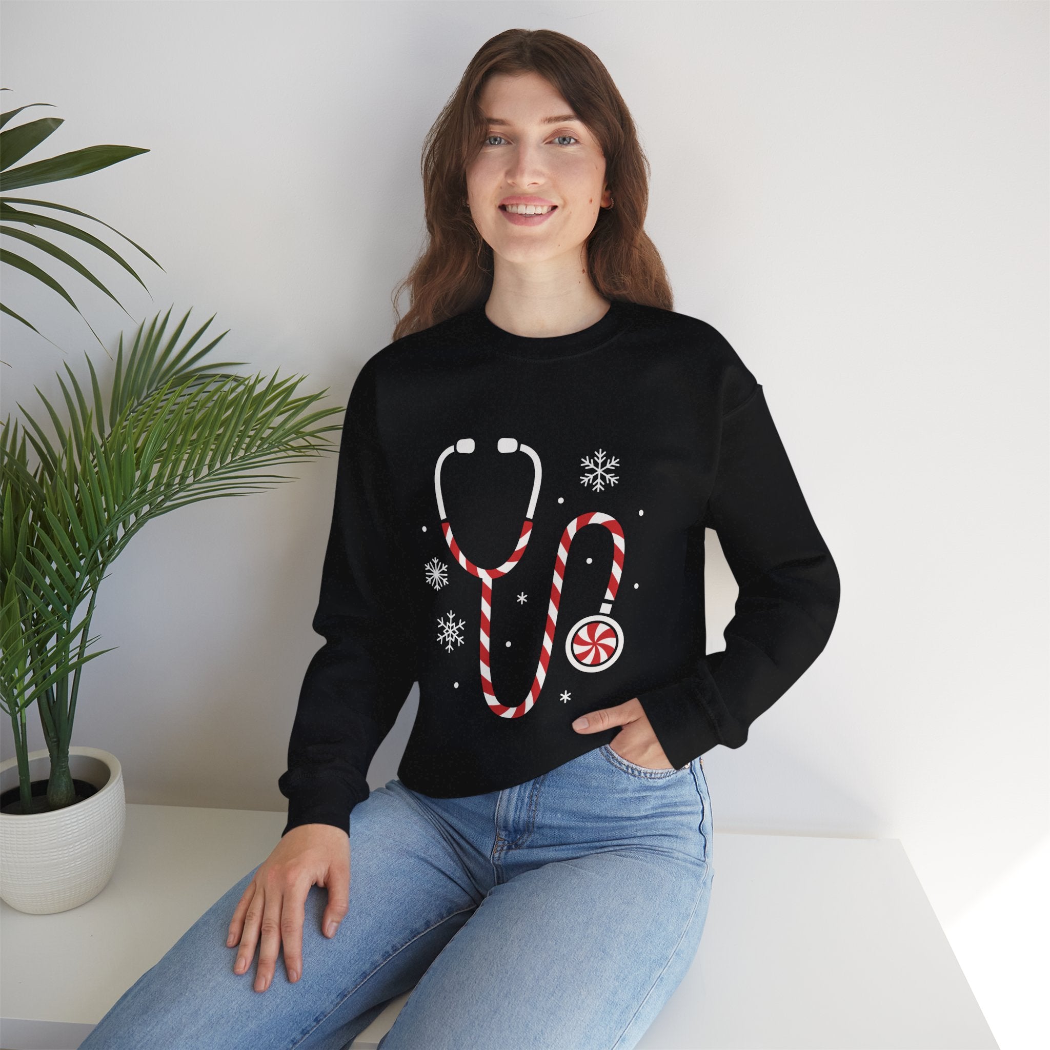 Holiday Candy Cane Stethoscope Sweatshirt — Christmas Medical Crewneck