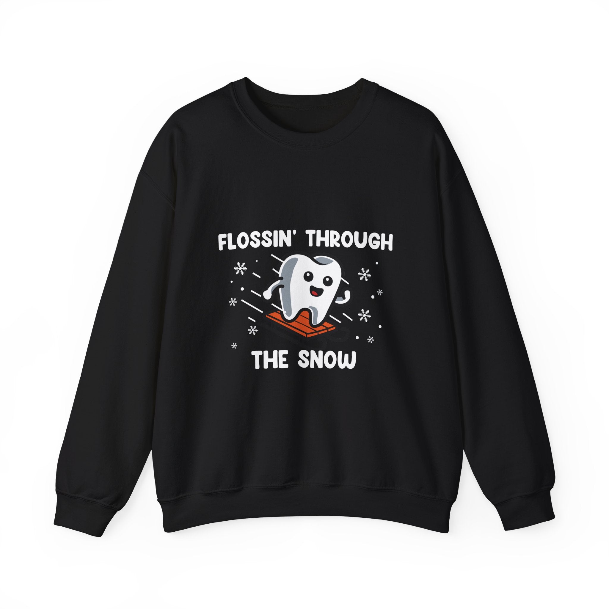 "Flossin' Through the Snow" Cute Skiing Tooth Holiday Design