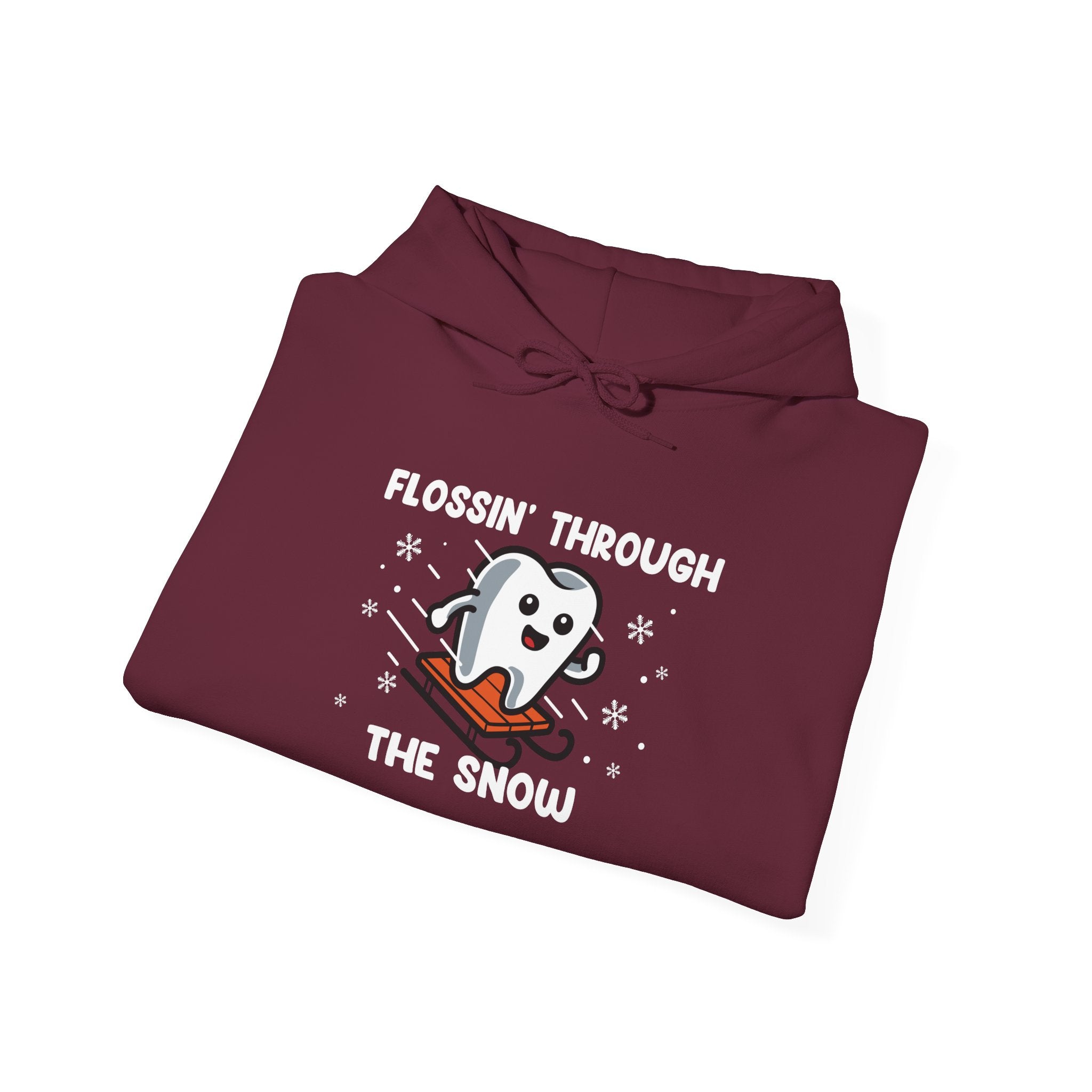 Flossin' Through the Snow Hoodie - Cute Dental Tooth Holiday Hoodie