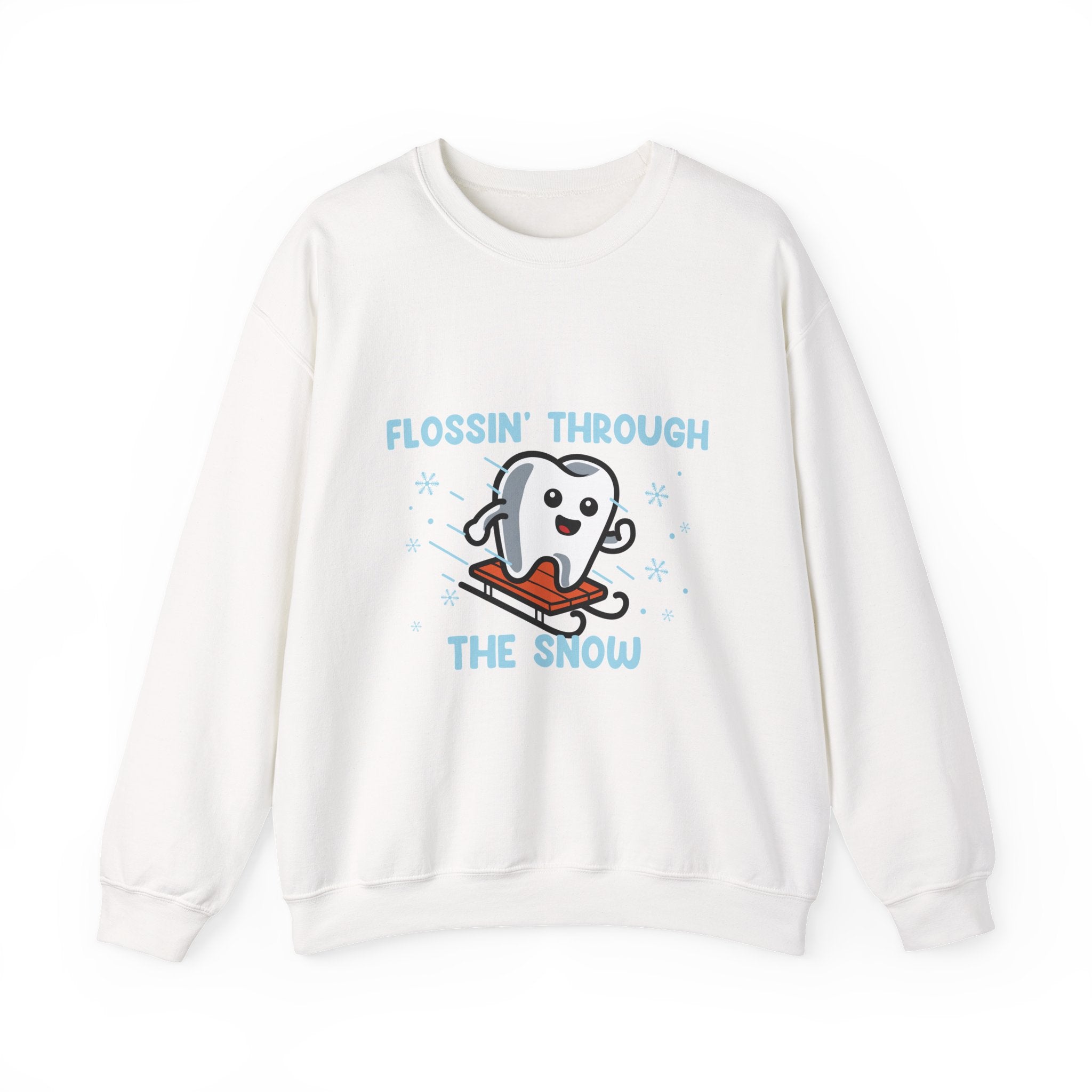 "Flossin' Through the Snow" Cute Skiing Tooth Holiday Design