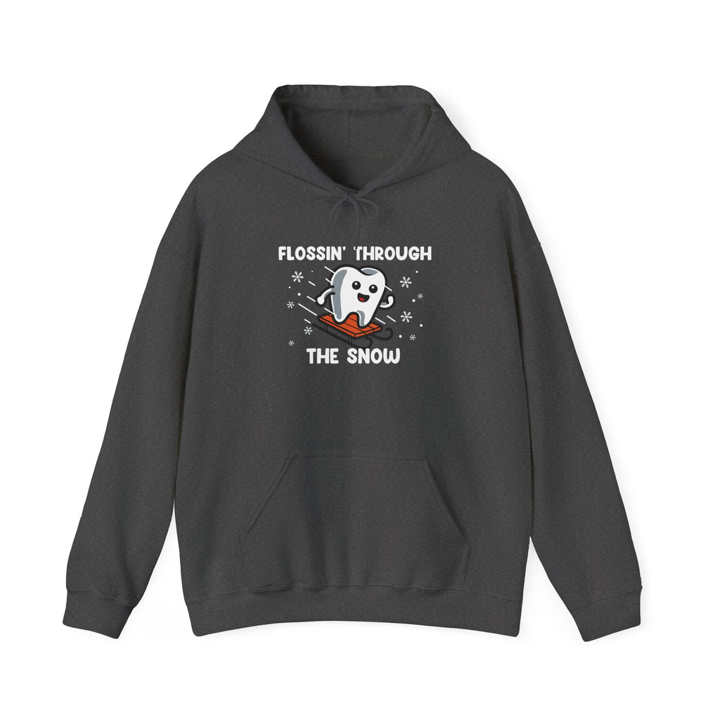 Flossin' Through the Snow Hoodie - Cute Dental Tooth Holiday Hoodie