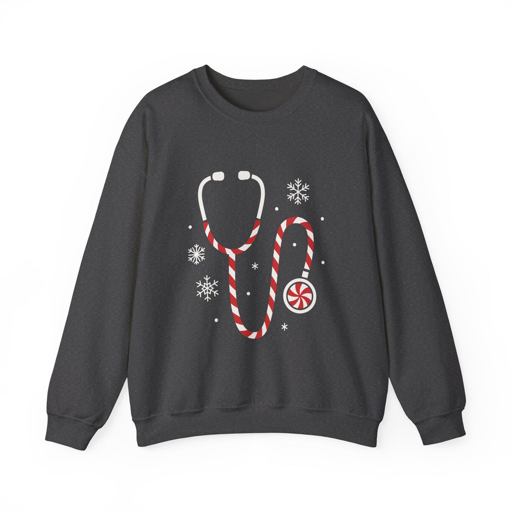 Holiday Candy Cane Stethoscope Sweatshirt — Christmas Medical Crewneck