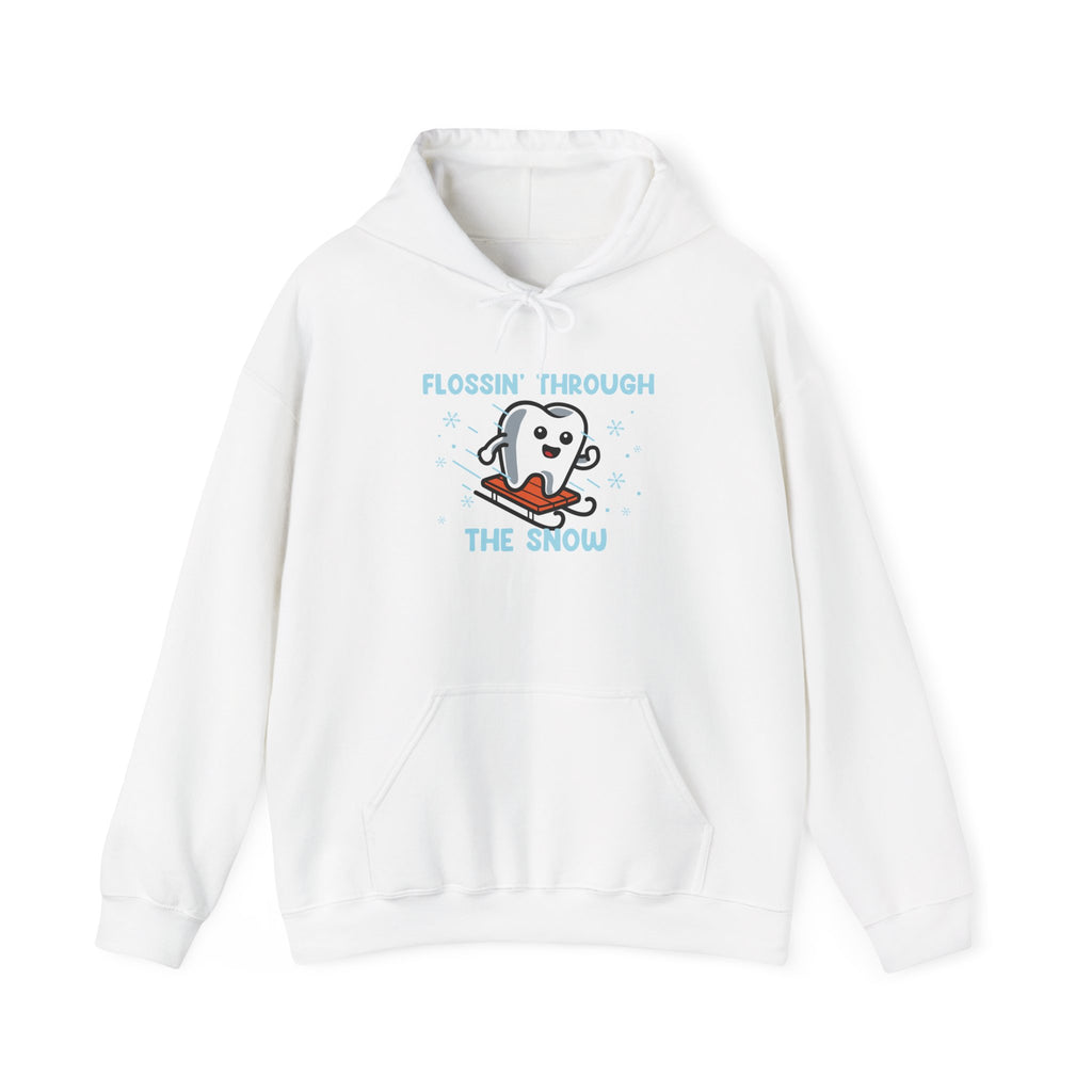 Flossin' Through the Snow Hoodie - Cute Dental Tooth Holiday Hoodie