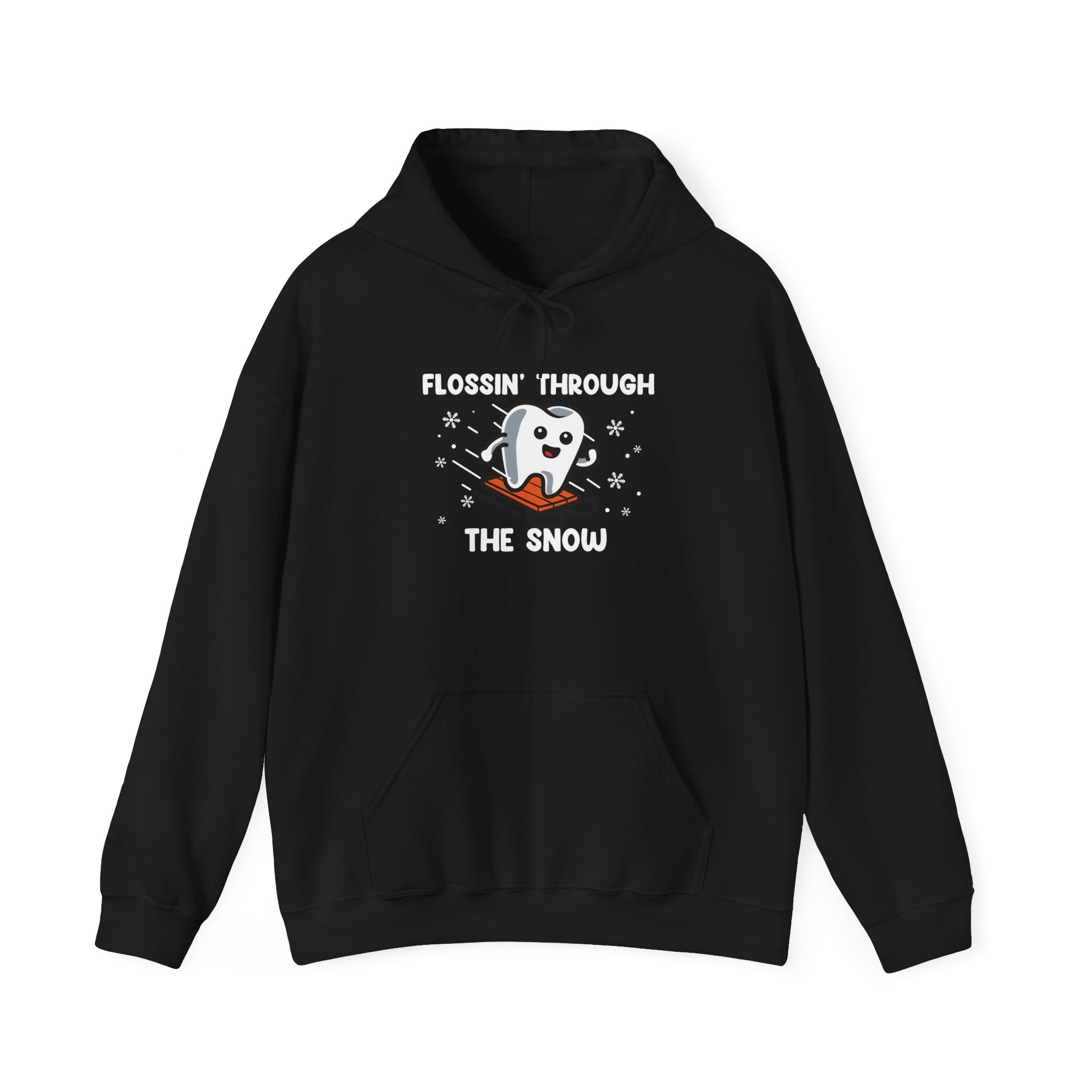 Flossin' Through the Snow Hoodie - Cute Dental Tooth Holiday Hoodie