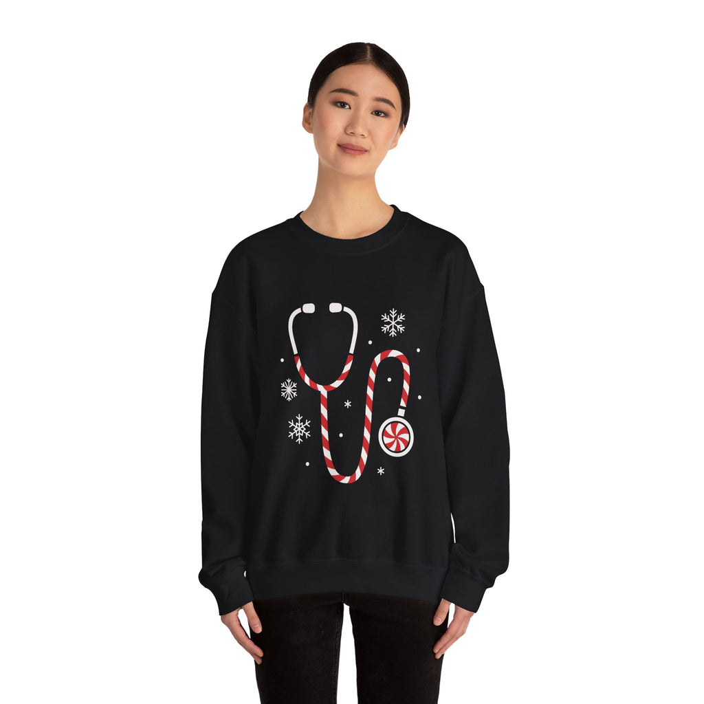 Holiday Candy Cane Stethoscope Sweatshirt — Christmas Medical Crewneck