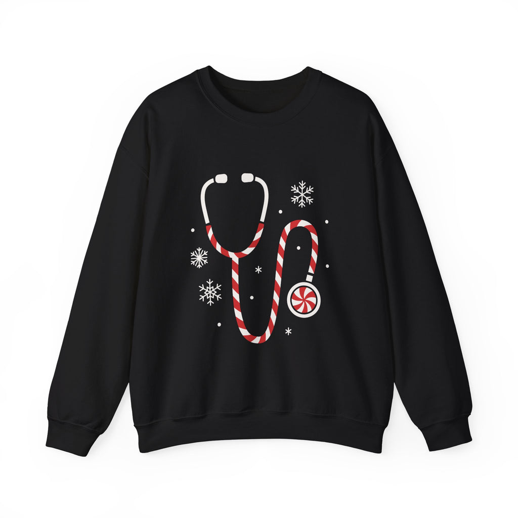 Holiday Candy Cane Stethoscope Sweatshirt — Christmas Medical Crewneck