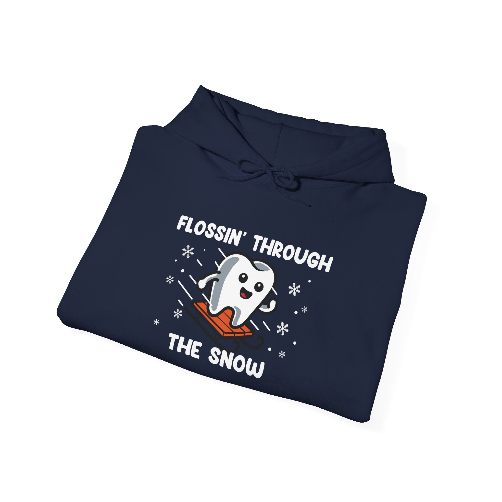 Flossin' Through the Snow Hoodie - Cute Dental Tooth Holiday Hoodie