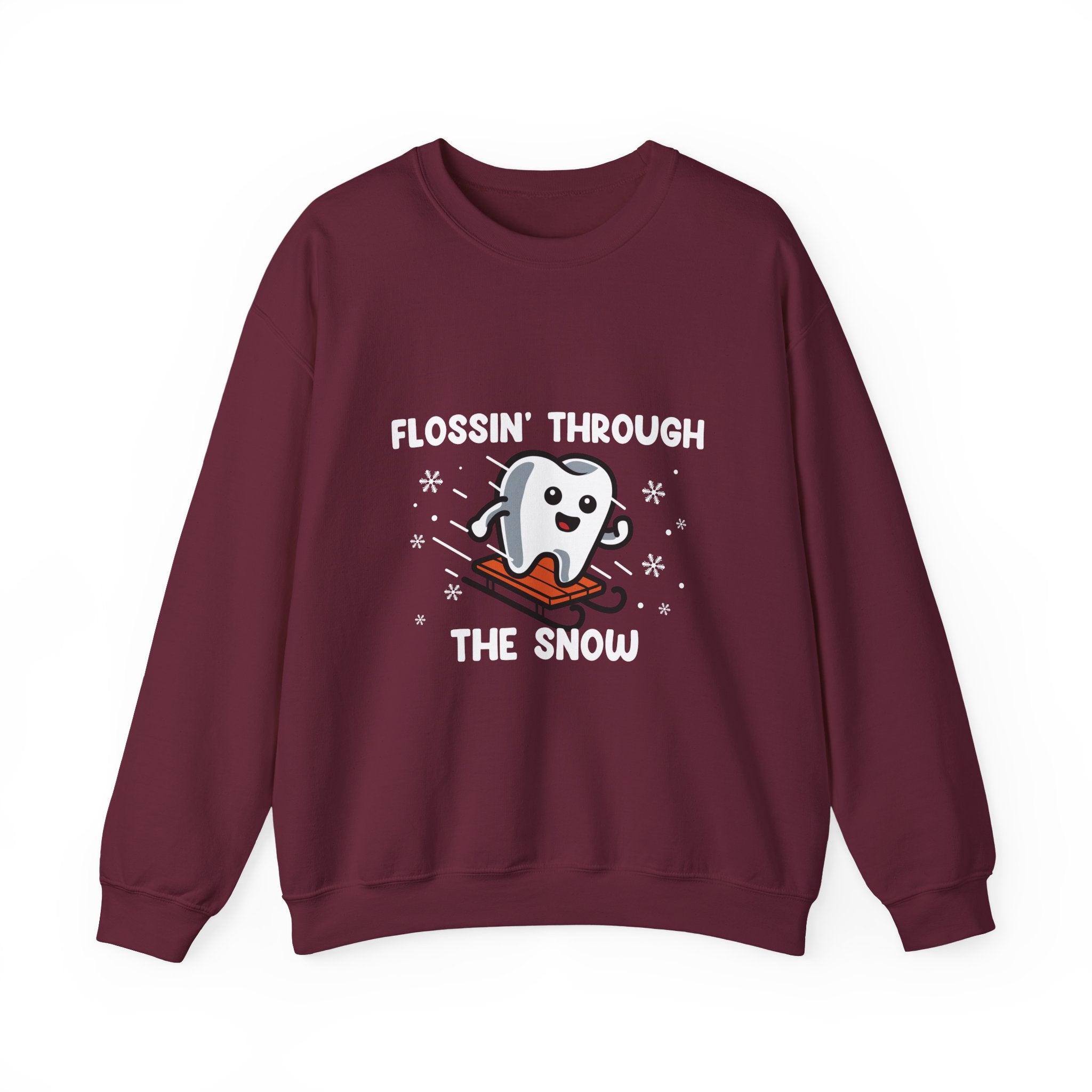"Flossin' Through the Snow" Cute Skiing Tooth Holiday Design