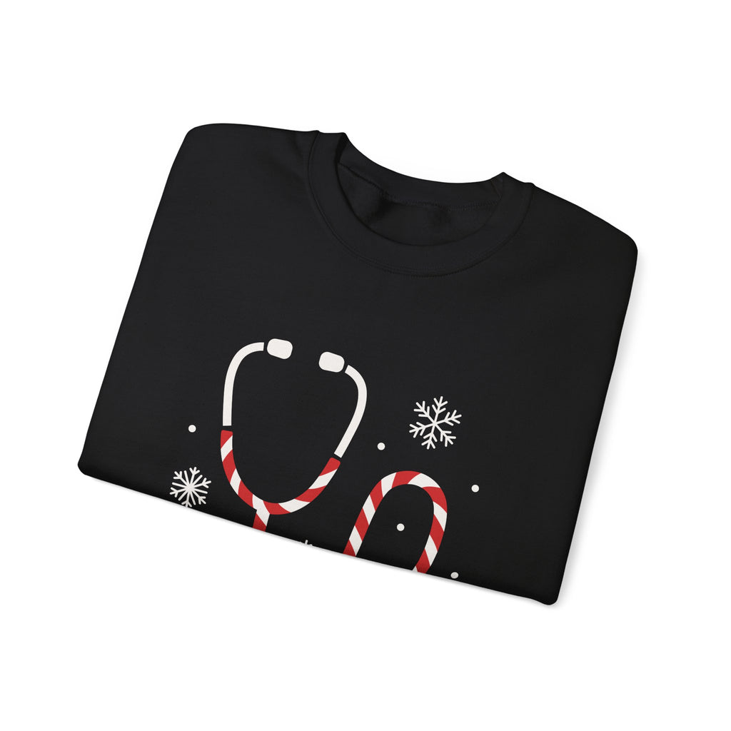 Holiday Candy Cane Stethoscope Sweatshirt — Christmas Medical Crewneck